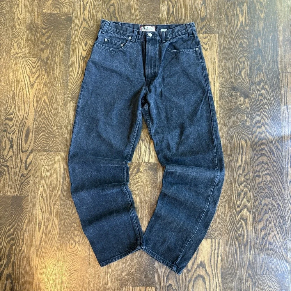 Vintage 2000s Old Navy Blue Jeans Men's 32x32 Black Denim Straight Fit Baggy Y2K